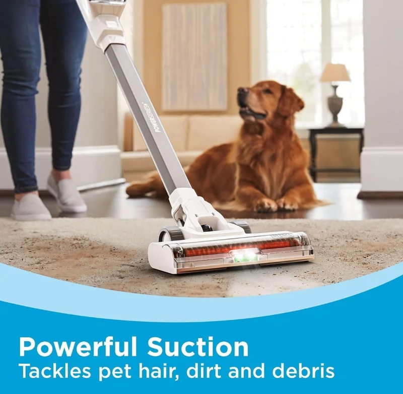 BLACK+DECKER POWERSERIES+ 20V MAX Cordless Stick Vacuum Cleaner with LED Floor Lights, Lightweight, Multi-Surface (BHFEA520J) , Gray