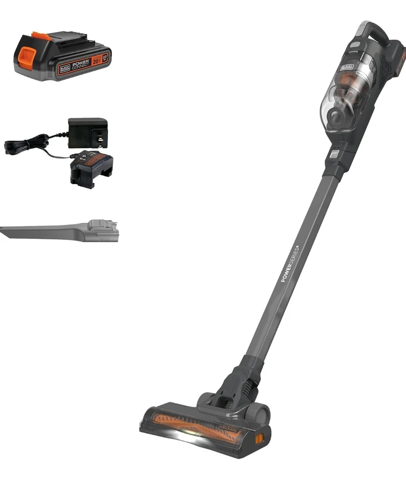 BLACK+DECKER POWERSERIES+ 20V MAX Cordless Vacuum Cleaner, Stick Vacuum Rechargeable with LED Floor Lights, Anti-Tangle Lightweight, Removable Battery (BHFEA18D1)