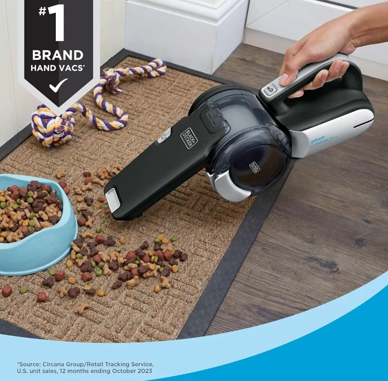 BLACK+DECKER dustbuster Pivot VAC Handheld Vacuum Cordless, Car Vacuum Portable Cordless with Crevice Tool and Pivot Nozzle (BDH2000PL)