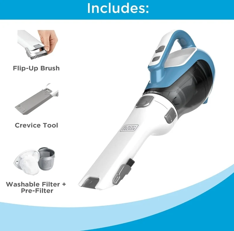 BLACK+DECKER dustbuster AdvancedClean Cordless Handheld Vacuum, Compact Home and Car Vacuum with Crevice Tool (CHV1410L)