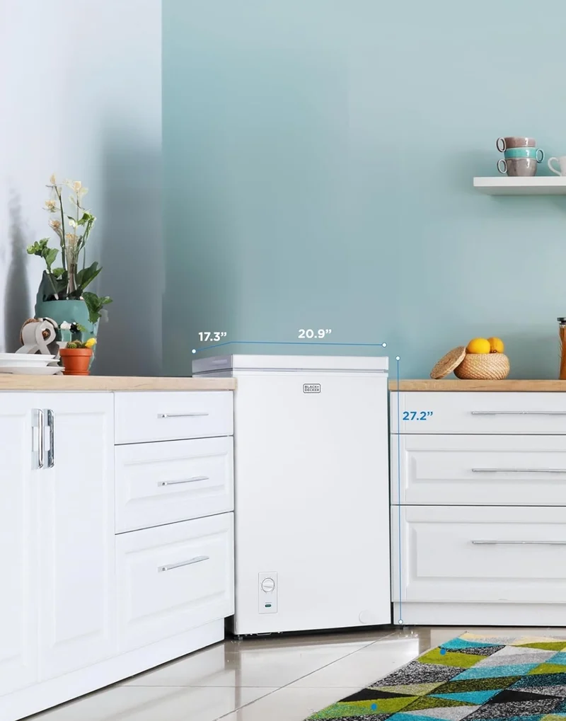 BLACK+DECKER 2.0 Cu. Ft. Compact Chest Freezer, Deep Freezer Holds Up To 70 Lbs. of Frozen Food, Removable Storage Basket, Manual Defrost, White