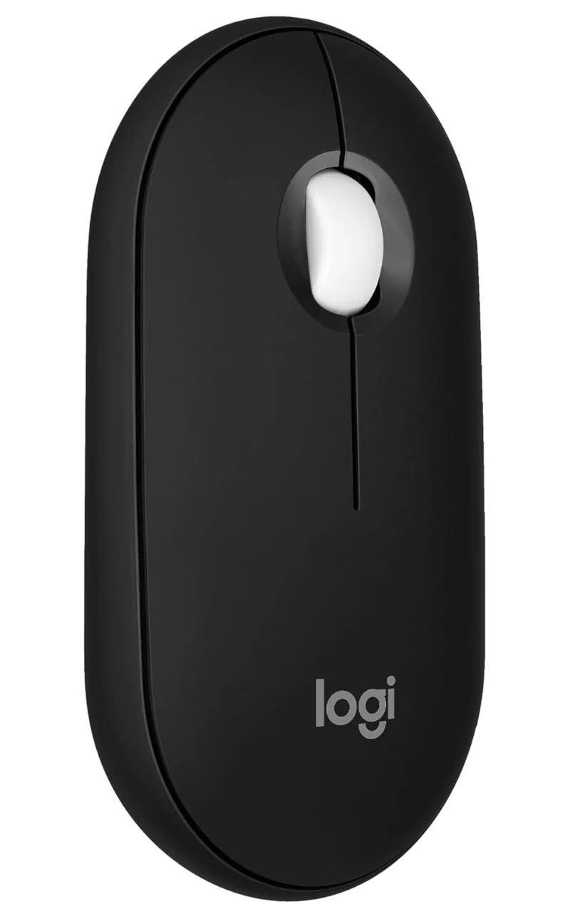 Logitech Pebble Mouse 2 M350s Slim Bluetooth Wireless Mouse, Portable, Lightweight, Customizable Button, Quiet Clicks, Easy-Switch for Windows, macOS, iPadOS, Android, Chrome OS - Black