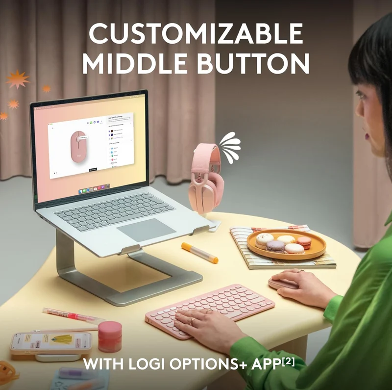 Logitech Pebble Mouse 2 M350s Slim Bluetooth Wireless Mouse, Portable, Lightweight, Customizable Button, Quiet Clicks, Easy-Switch for Windows, macOS, iPadOS, Android, Chrome OS - Black