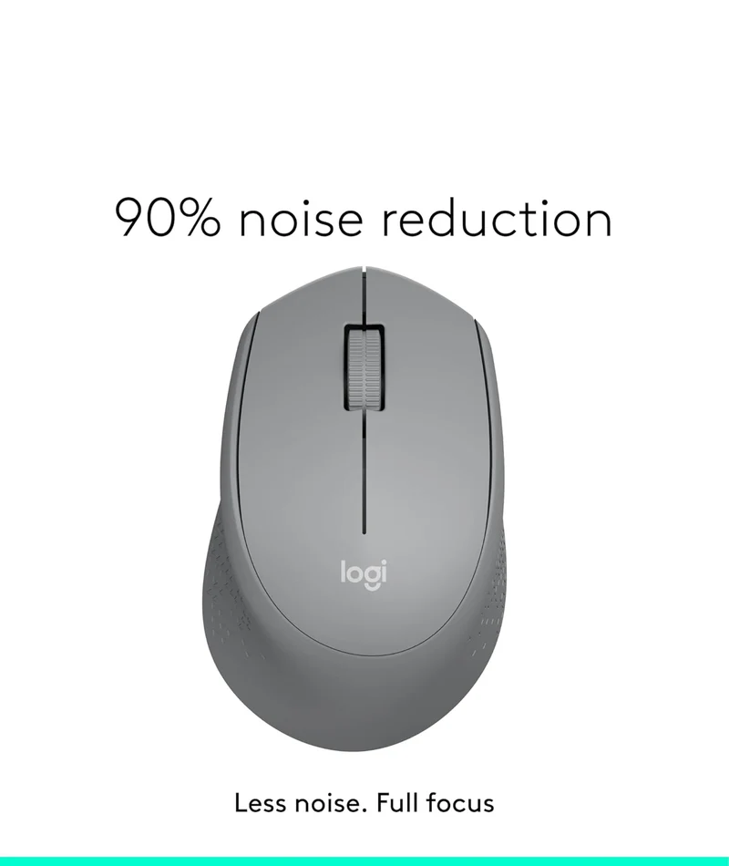 Logitech M330 SILENT Wireless Mouse, 2.4GHz with USB Receiver, Optical Tracking, Quiet & Lightweight, Long Battery Life, for PC, Mac, Laptop, Chromebook - Grey