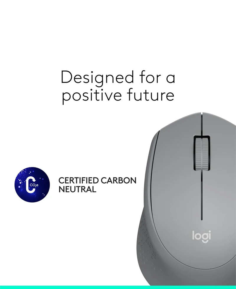 Logitech M330 SILENT Wireless Mouse, 2.4GHz with USB Receiver, Optical Tracking, Quiet & Lightweight, Long Battery Life, for PC, Mac, Laptop, Chromebook - Grey