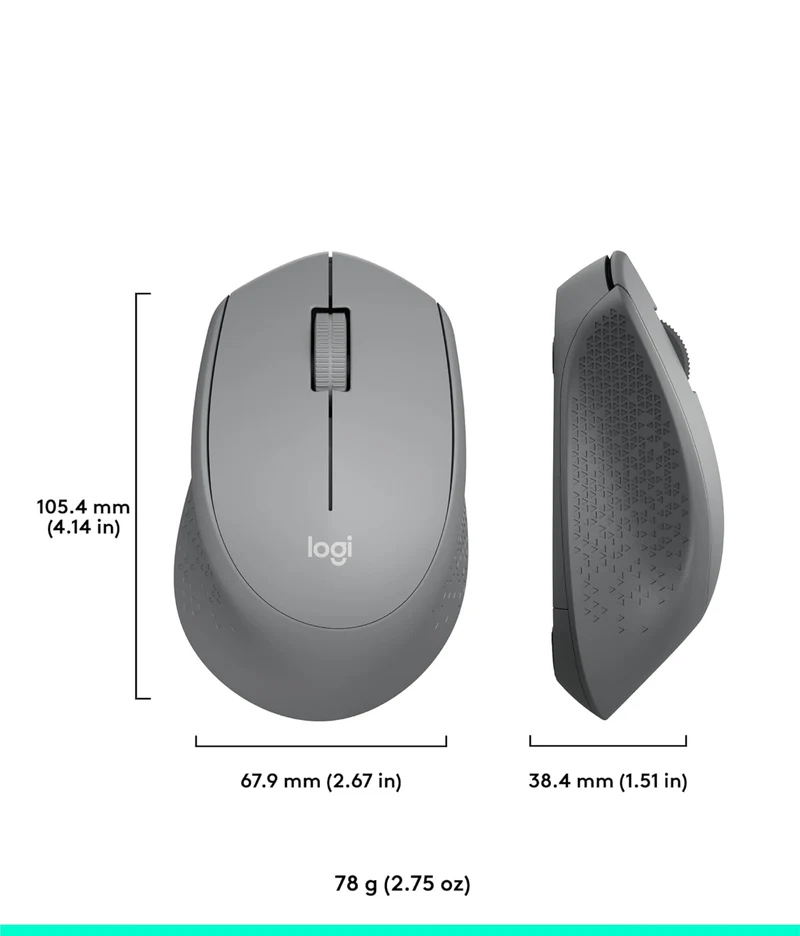 Logitech M330 SILENT Wireless Mouse, 2.4GHz with USB Receiver, Optical Tracking, Quiet & Lightweight, Long Battery Life, for PC, Mac, Laptop, Chromebook - Grey