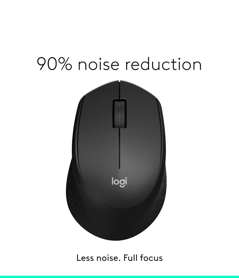 Logitech M330 SILENT Wireless Mouse, 2.4GHz with USB Receiver, Optical Tracking, Quiet & Lightweight, Long Battery Life, for PC, Mac, Laptop, Chromebook - Black