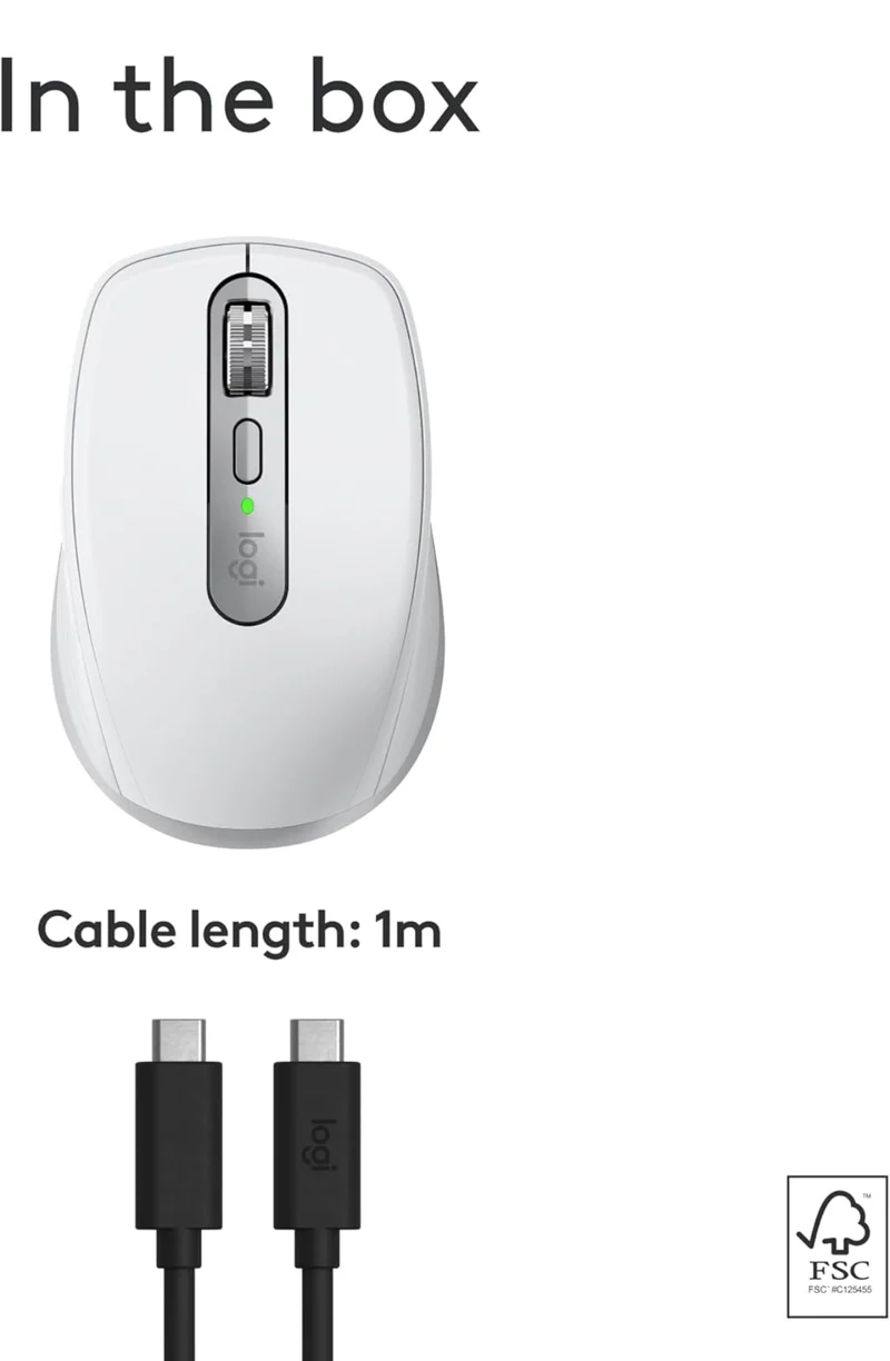 Logitech MX Anywhere 3S for Mac, Compact Wireless Bluetooth Mouse, 8K DPI Any-Surface Tracking, Quiet Clicks, USB C, Wireless Mouse for MacBook Pro, MacBook Air, iMac, iPad - Pale Grey