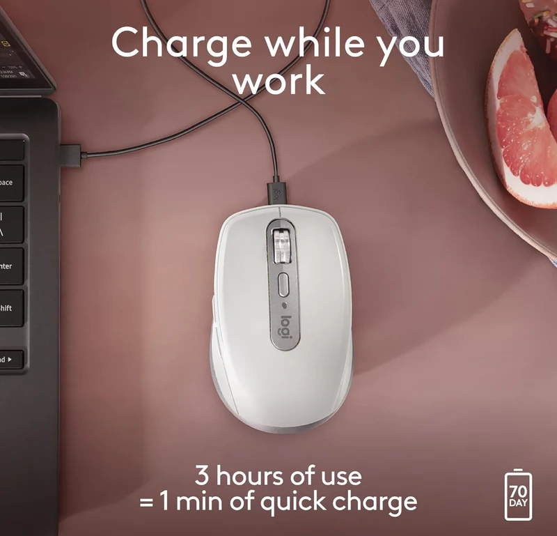 Logitech MX Anywhere 3S for Mac, Compact Wireless Bluetooth Mouse, 8K DPI Any-Surface Tracking, Quiet Clicks, USB C, Wireless Mouse for MacBook Pro, MacBook Air, iMac, iPad - Pale Grey