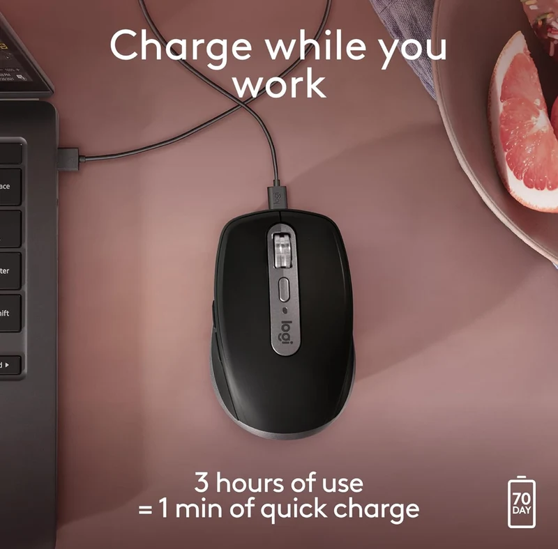 Logitech MX Anywhere 3S for Mac, Compact Wireless Bluetooth Mouse, 8K DPI Any-Surface Tracking, Quiet Clicks, USB C, Wireless Mouse for MacBook Pro, MacBook Air, iMac, iPad - Space Grey