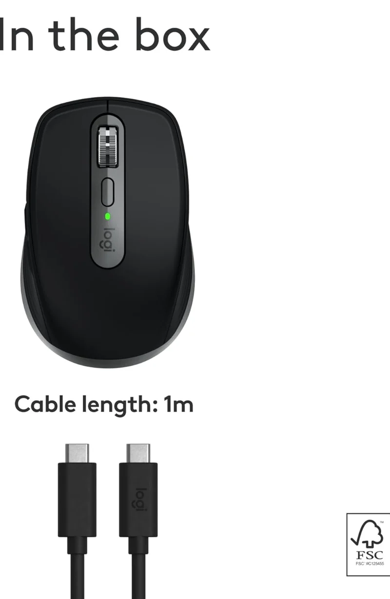 Logitech MX Anywhere 3S for Mac, Compact Wireless Bluetooth Mouse, 8K DPI Any-Surface Tracking, Quiet Clicks, USB C, Wireless Mouse for MacBook Pro, MacBook Air, iMac, iPad - Space Grey