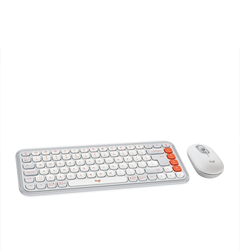 Logitech POP ICON Combo, Bluetooth Keyboard and Mouse Combo, Comfortable Typing, programmable Keys and Buttons, Quiet clicks, Easy-Switch up to 3 Devices - Off-White