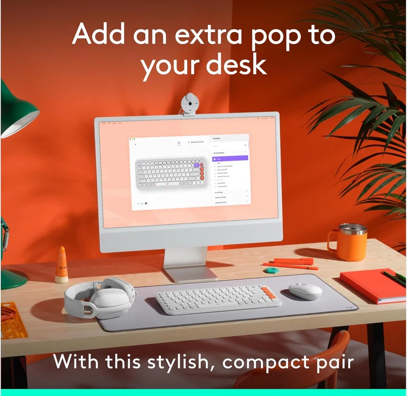 Logitech POP ICON Combo, Bluetooth Keyboard and Mouse Combo, Comfortable Typing, programmable Keys and Buttons, Quiet clicks, Easy-Switch up to 3 Devices - Off-White