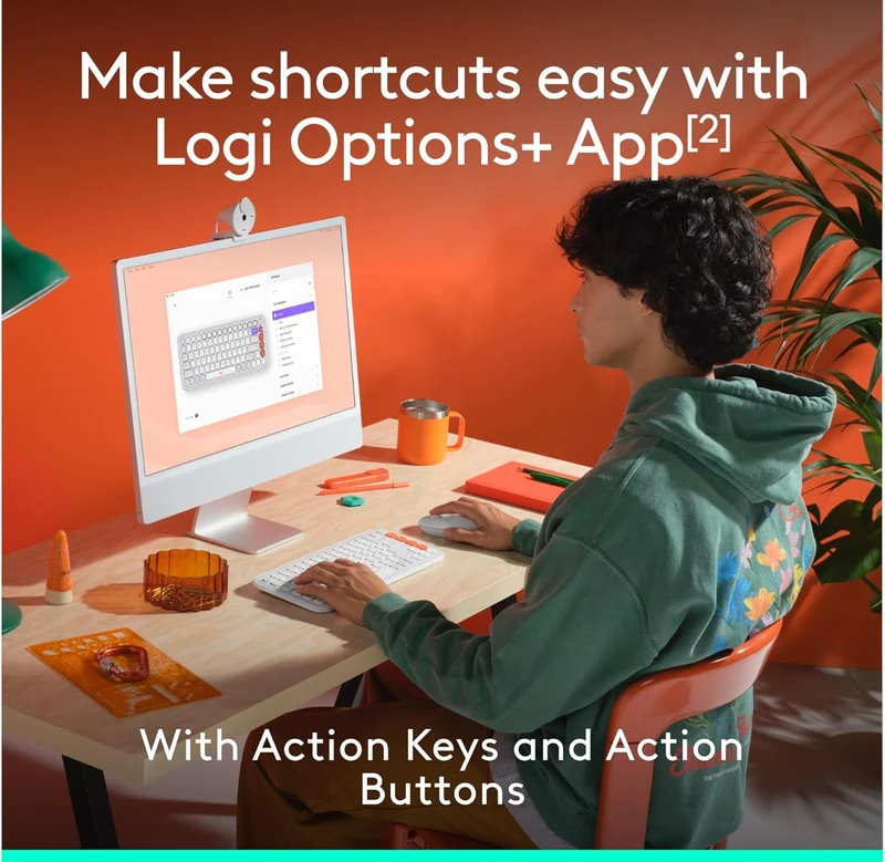 Logitech POP ICON Combo, Bluetooth Keyboard and Mouse Combo, Comfortable Typing, programmable Keys and Buttons, Quiet clicks, Easy-Switch up to 3 Devices - Off-White