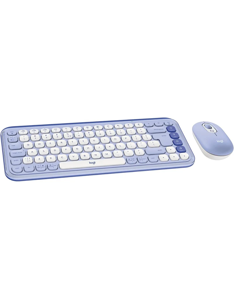 Logitech POP ICON Combo, Bluetooth Keyboard and Mouse Combo, Comfortable Typing, programmable Keys and Buttons, Quiet clicks, Easy-Switch up to 3 Devices - Lilac