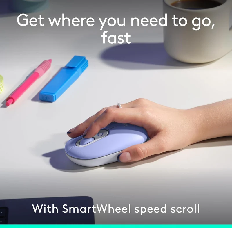 Logitech POP ICON Combo, Bluetooth Keyboard and Mouse Combo, Comfortable Typing, programmable Keys and Buttons, Quiet clicks, Easy-Switch up to 3 Devices - Lilac