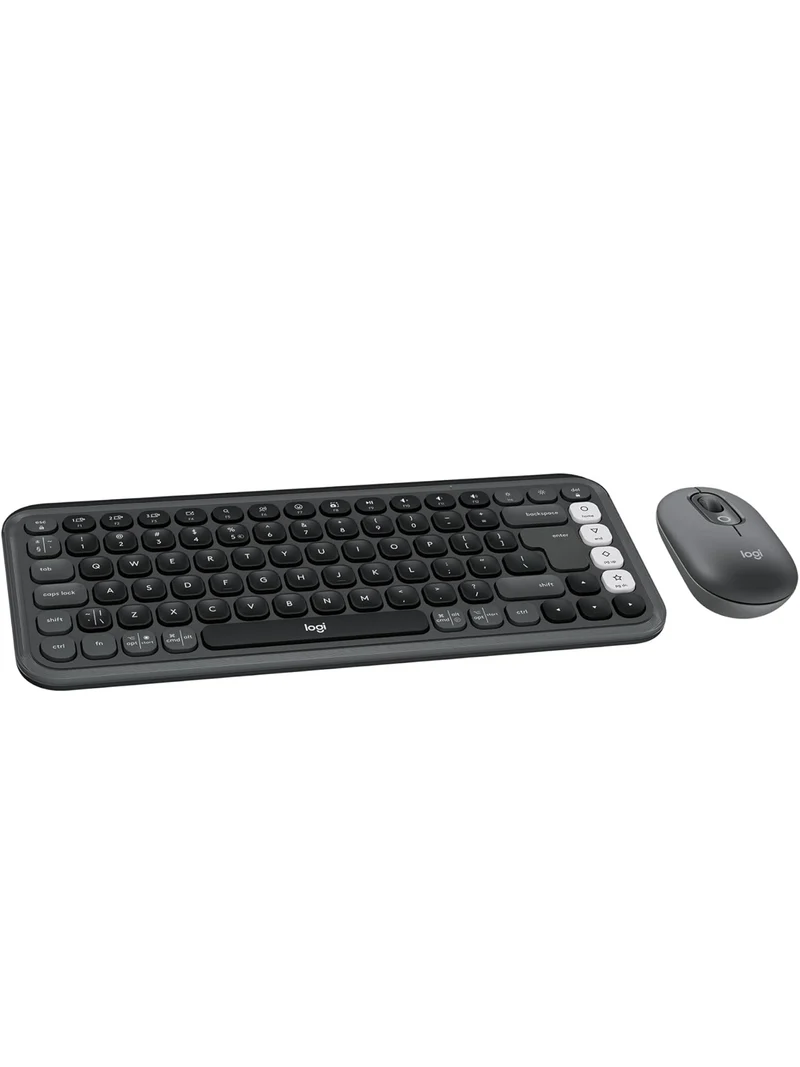 Logitech POP ICON Combo, Bluetooth Keyboard and Mouse Combo, Comfortable Typing, programmable Keys and Buttons, Quiet clicks, Easy-Switch up to 3 Devices - Graphite and Off-White
