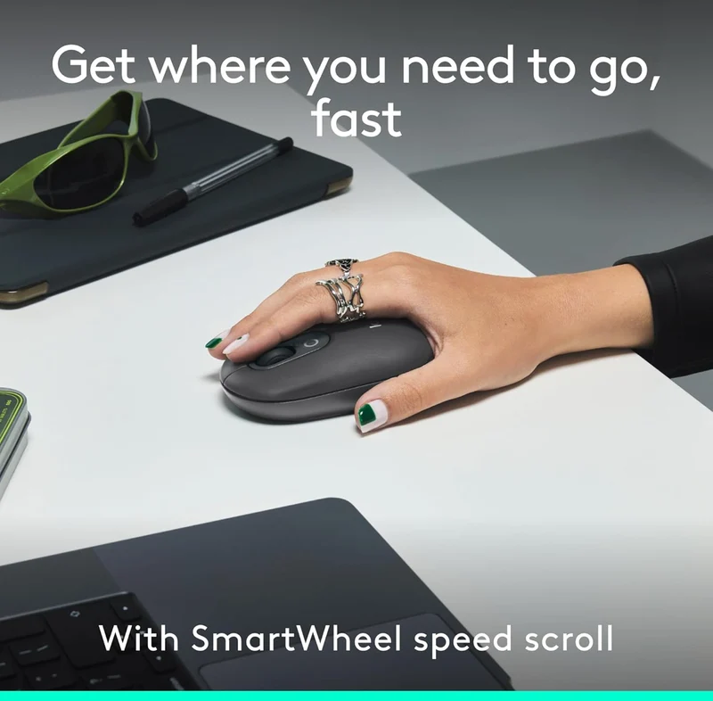 Logitech POP ICON Combo, Bluetooth Keyboard and Mouse Combo, Comfortable Typing, programmable Keys and Buttons, Quiet clicks, Easy-Switch up to 3 Devices - Graphite and Off-White
