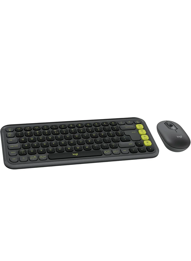 Logitech POP ICON Combo, Bluetooth Keyboard and Mouse Combo, Comfortable Typing, programmable Keys and Buttons, Quiet clicks, Easy-Switch up to 3 Devices - Graphite and Lime