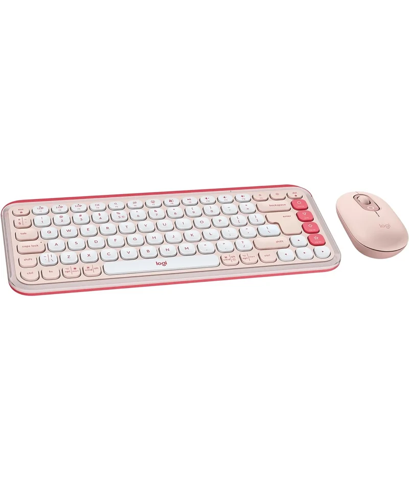 Logitech POP ICON Combo, Bluetooth Keyboard and Mouse Combo, Comfortable Typing, programmable Keys and Buttons, Quiet clicks, Easy-Switch up to 3 Devices - Rose