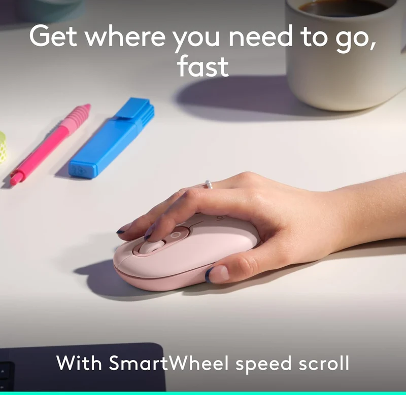 Logitech POP ICON Combo, Bluetooth Keyboard and Mouse Combo, Comfortable Typing, programmable Keys and Buttons, Quiet clicks, Easy-Switch up to 3 Devices - Rose
