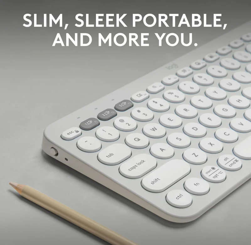 Logitech Pebble Keys 2 K380s, Multi-Device Bluetooth Wireless Keyboard with Customizable Shortcuts, Slim and Portable, Easy-Switch for Windows, macOS, iPadOS, Android, Chrome OS - Tonal White