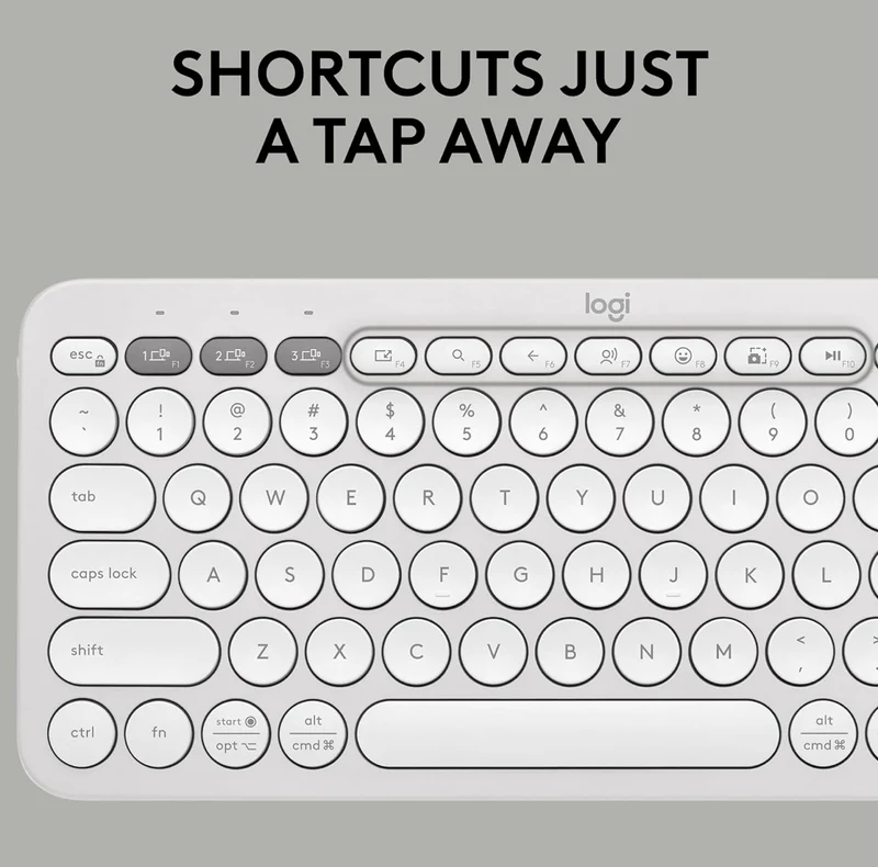Logitech Pebble Keys 2 K380s, Multi-Device Bluetooth Wireless Keyboard with Customizable Shortcuts, Slim and Portable, Easy-Switch for Windows, macOS, iPadOS, Android, Chrome OS - Tonal White