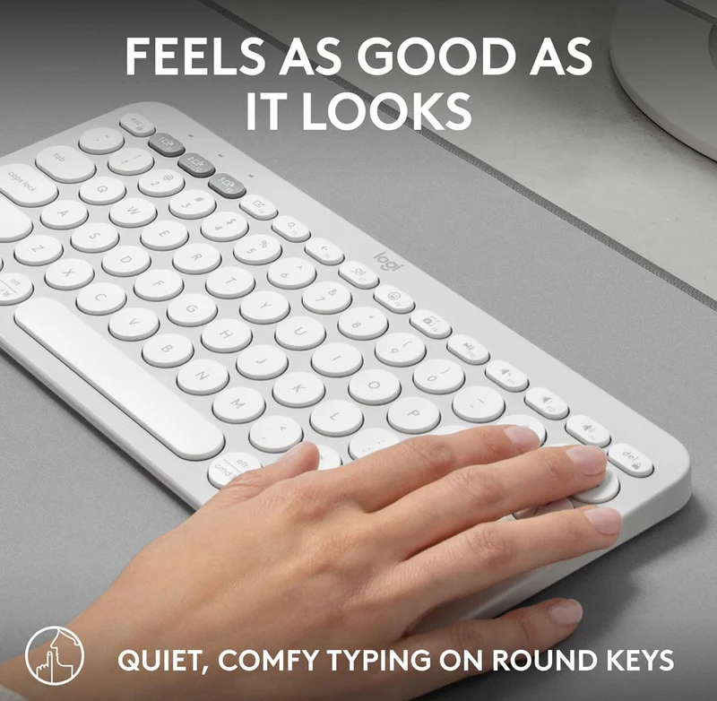 Logitech Pebble Keys 2 K380s, Multi-Device Bluetooth Wireless Keyboard with Customizable Shortcuts, Slim and Portable, Easy-Switch for Windows, macOS, iPadOS, Android, Chrome OS - Tonal White