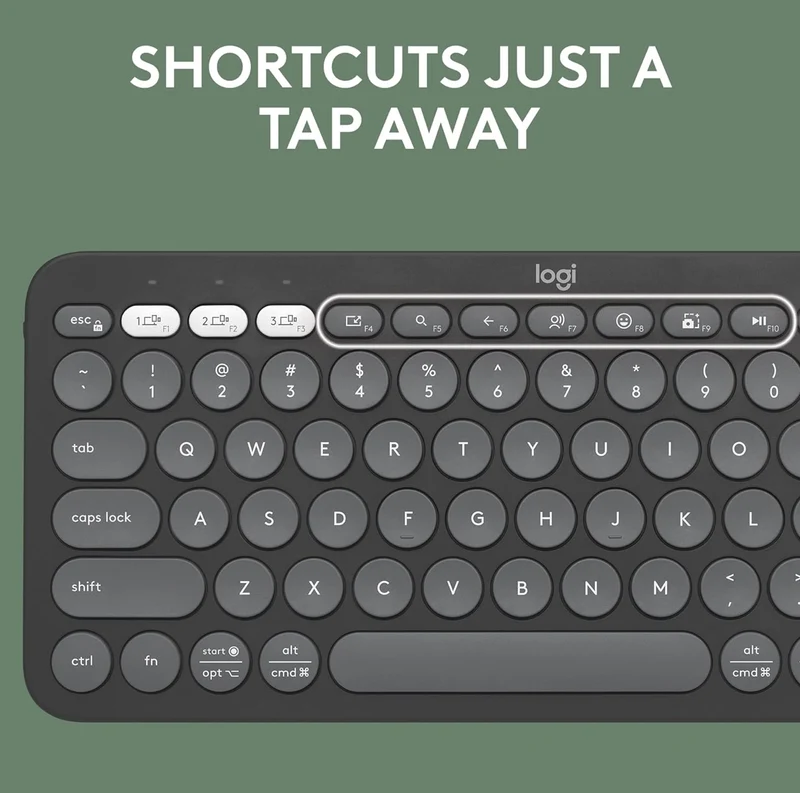 Logitech Pebble Keys 2 K380s, Multi-Device Bluetooth Wireless Keyboard with Customizable Shortcuts, Slim and Portable, Easy-Switch for Windows, macOS, iPadOS, Android, Chrome OS - Tonal Graphite
