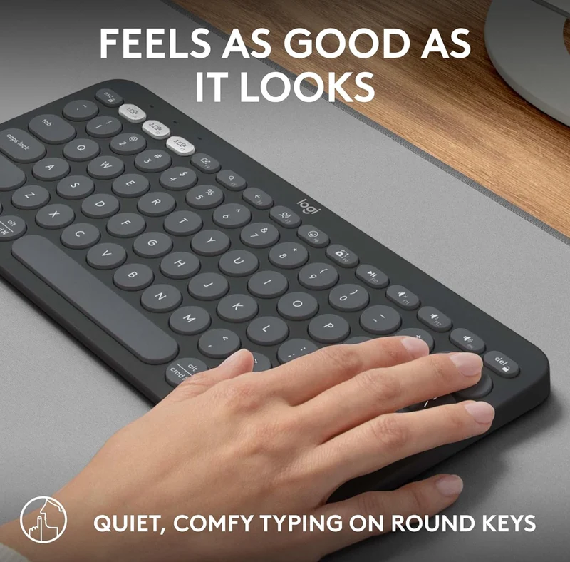 Logitech Pebble Keys 2 K380s, Multi-Device Bluetooth Wireless Keyboard with Customizable Shortcuts, Slim and Portable, Easy-Switch for Windows, macOS, iPadOS, Android, Chrome OS - Tonal Graphite