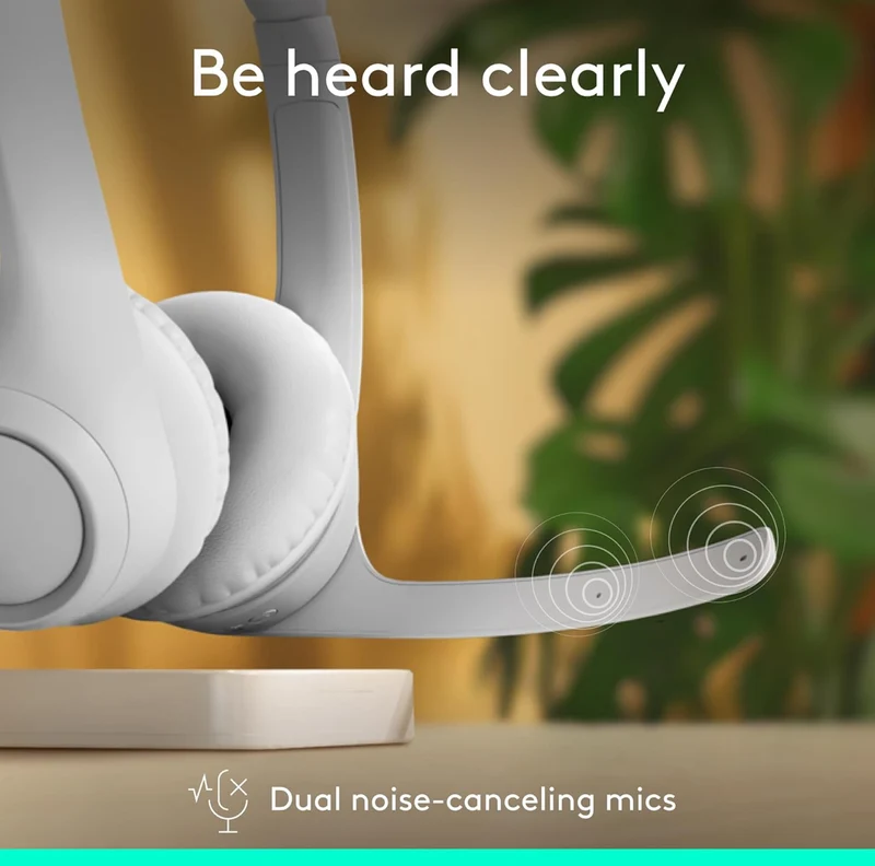 Logitech Zone 300 Wireless Bluetooth Headset with Noise-Canceling Microphone, Compatible with Windows, Mac, Chrome, Linux, iOS, iPadOS, Android – Off-White