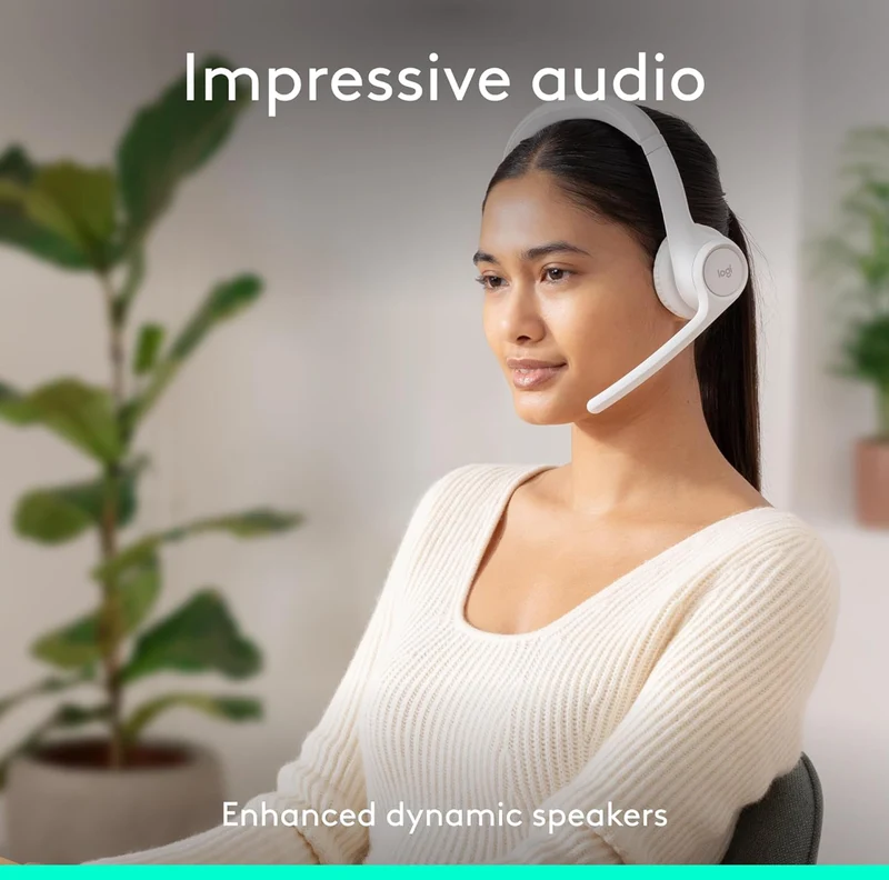 Logitech Zone 300 Wireless Bluetooth Headset with Noise-Canceling Microphone, Compatible with Windows, Mac, Chrome, Linux, iOS, iPadOS, Android – Off-White