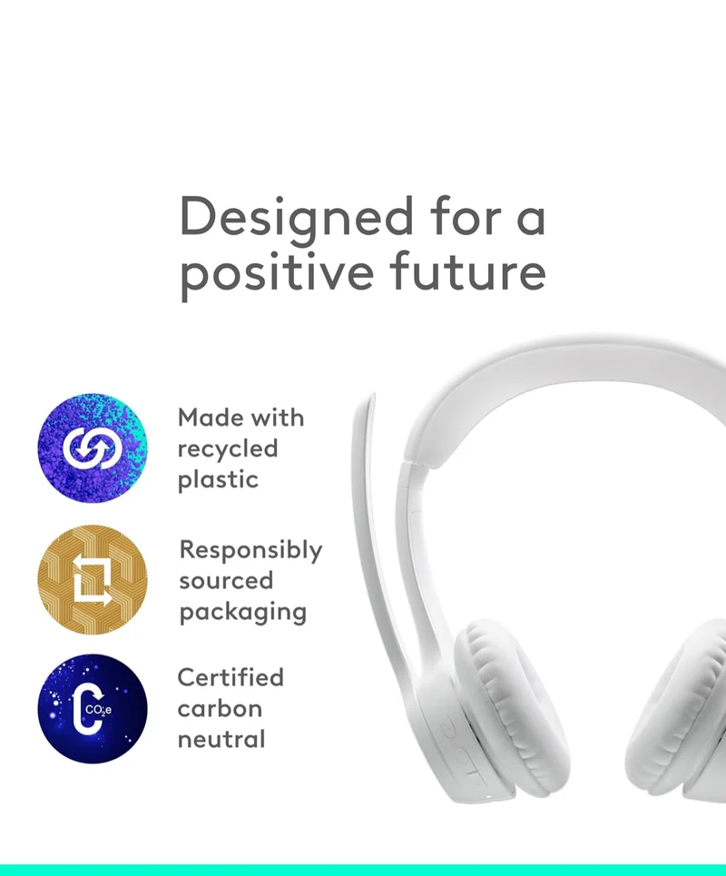 Logitech Zone 300 Wireless Bluetooth Headset with Noise-Canceling Microphone, Compatible with Windows, Mac, Chrome, Linux, iOS, iPadOS, Android – Off-White