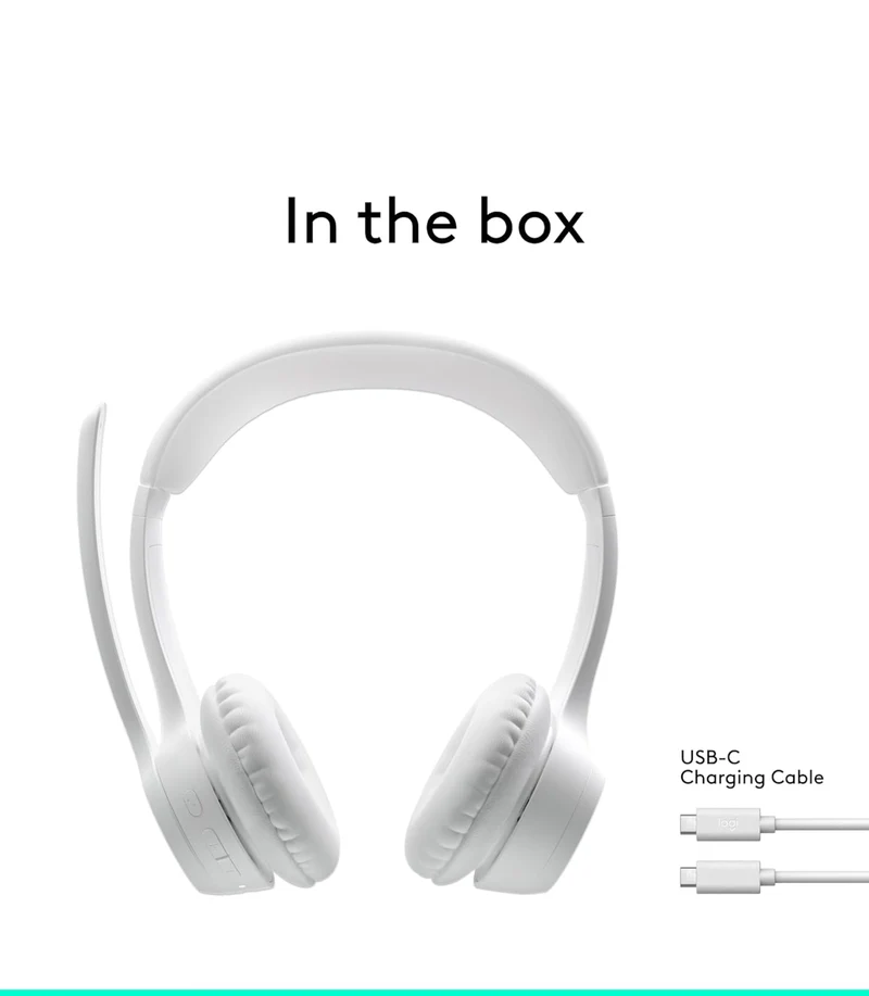 Logitech Zone 300 Wireless Bluetooth Headset with Noise-Canceling Microphone, Compatible with Windows, Mac, Chrome, Linux, iOS, iPadOS, Android – Off-White