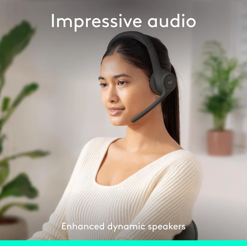 Logitech Zone 301 Wireless Bluetooth Headset with Noise-Canceling Microphone, Compatible with Windows, Mac, Chrome, Linux, iOS, iPadOS, Android – Graphite