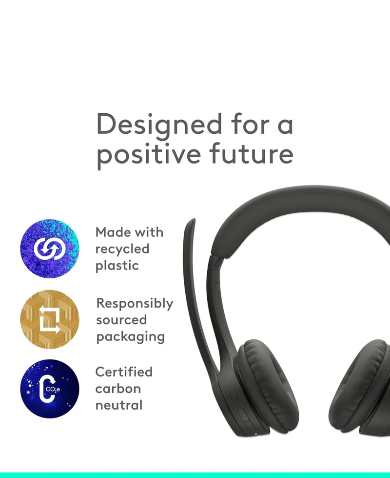 Logitech Zone 301 Wireless Bluetooth Headset with Noise-Canceling Microphone, Compatible with Windows, Mac, Chrome, Linux, iOS, iPadOS, Android – Graphite