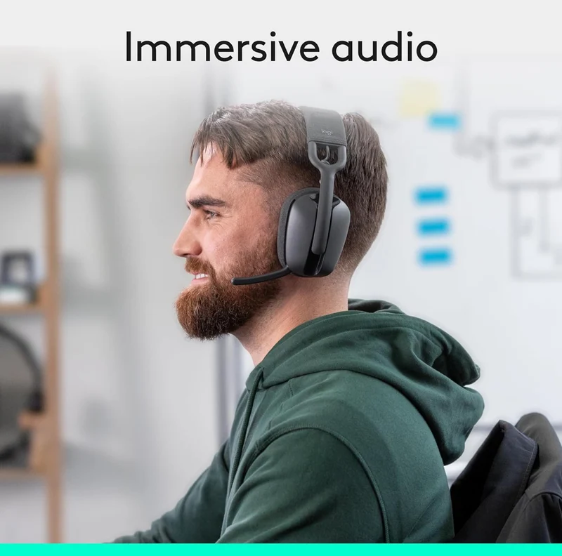 Logitech Zone Vibe 100 Lightweight Wireless Over Ear Headphones with Noise Canceling Microphone, Advanced Multipoint Bluetooth Headset, Works with Teams, Google Meet, Zoom, Mac/PC - Graphite