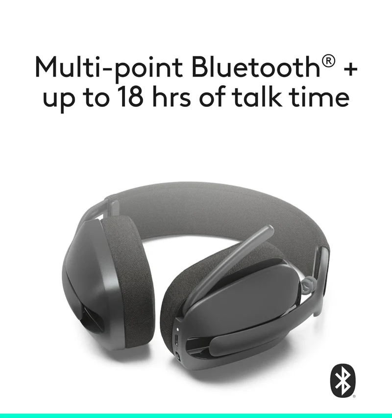 Logitech Zone Vibe 100 Lightweight Wireless Over Ear Headphones with Noise Canceling Microphone, Advanced Multipoint Bluetooth Headset, Works with Teams, Google Meet, Zoom, Mac/PC - Graphite