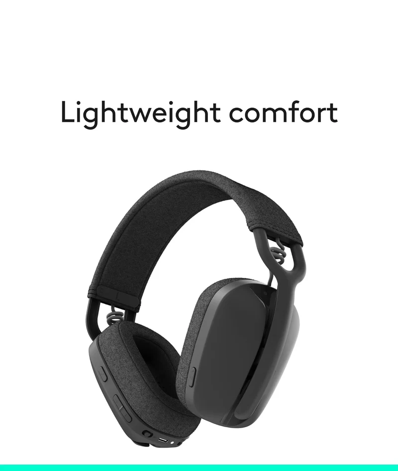 Logitech Zone Vibe 100 Lightweight Wireless Over Ear Headphones with Noise Canceling Microphone, Advanced Multipoint Bluetooth Headset, Works with Teams, Google Meet, Zoom, Mac/PC - Graphite