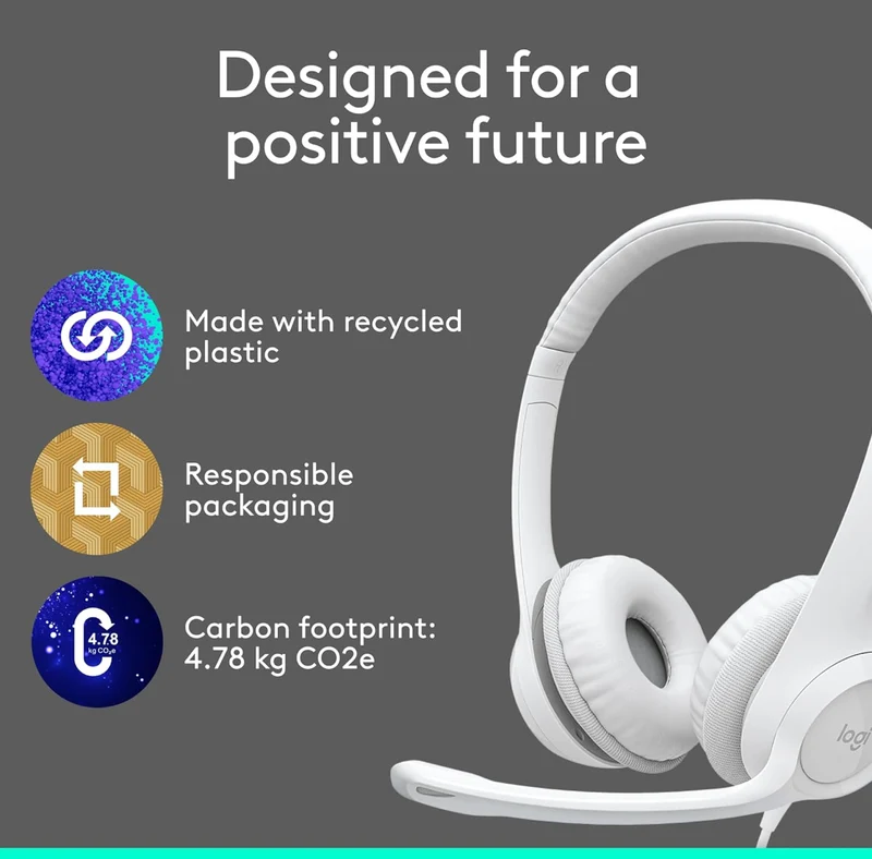 Logitech H390 Gaming Headphones, Wired Headphones with Mic, USB Headset with Microphone for PC, Noise Cancelling Microphone for Video Meetings, Music, Gaming - Off White