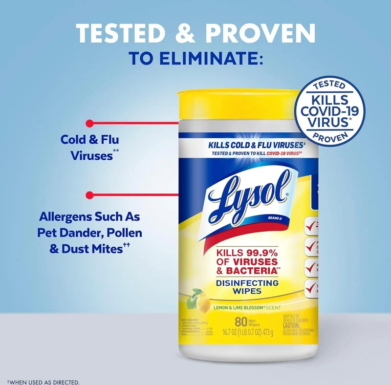 Lysol Disinfecting Wipes Bundle, Home Apartment Dorm Room Essentials and Cleaning Supplies, All Purpose Cleaner, Multi-surface Cleaning Wipes, Multi-Scent Sanitizing Wipes Bundle, 80 Count (4pk)
