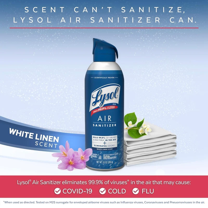 Lysol Bundle containing x2 Lysol Disinfectant Spray for Hard and Soft Surfaces, Crisp Linen, 19 Fl. Oz + Lysol Air Sanitizer Spray, For Air Sanitization and Odor Elimination, White Linen, 10 Fl. Oz