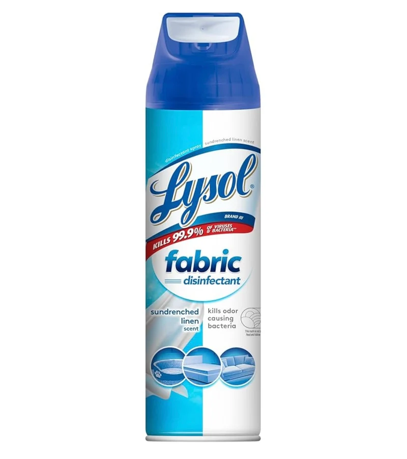 Lysol Fabric Disinfectant Spray, Sanitizing and Antibacterial Spray, For Disinfecting and Deodorizing Soft Furnishings, Sundrenched Linen 15 FL. Oz