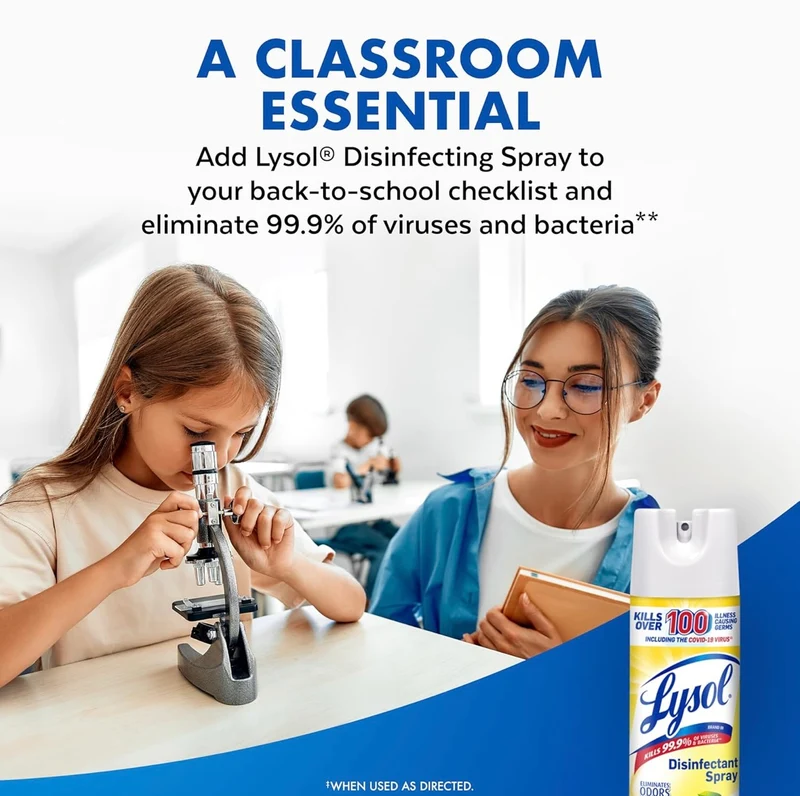 Lysol Disinfectant Spray, Sanitizing and Antibacterial Spray, For Disinfecting and Deodorizing, Lemon Breeze, 19 Fl Oz (Pack of 2), Packaging May Vary