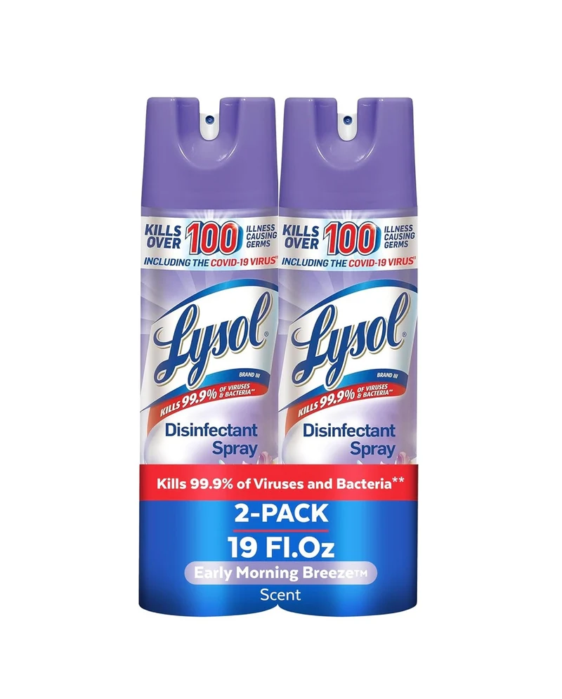 Lysol Disinfectant Spray, Sanitizing And Antibacterial Spray, For Disinfecting And Deodorizing, Early Morning Breeze, 19 Fl Oz (Pack Of 2), Packaging May Vary