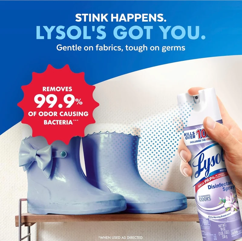 Lysol Disinfectant Spray, Sanitizing And Antibacterial Spray, For Disinfecting And Deodorizing, Early Morning Breeze, 19 Fl Oz (Pack Of 2), Packaging May Vary