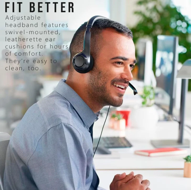 Logitech H390 Wired Headset for PC/Laptop, Stereo Headphones with Noise Cancelling Microphone, USB-A, In-Line Controls, Works with Chromebook