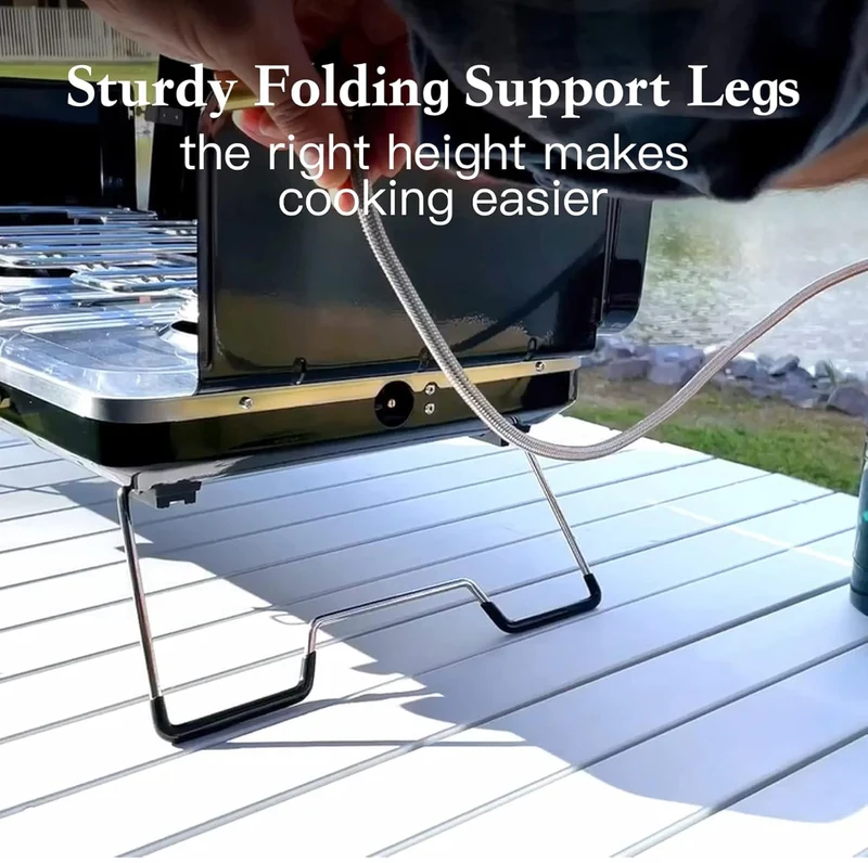 Portable Camping Stove 2 Burners with Regulator Integrated Igniter & Stainless Steel Drip Tray