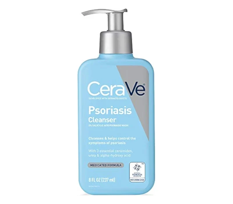 CeraVe Cleanser for Psoriasis Treatment w/ Salicylic Acid for Dry Skin Itch Relief & Latic Acid for Exfoliation, Fragrance Free (8 Oz)