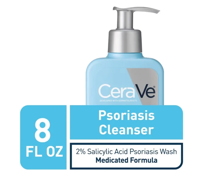 CeraVe Cleanser for Psoriasis Treatment w/ Salicylic Acid for Dry Skin Itch Relief & Latic Acid for Exfoliation, Fragrance Free (8 Oz)